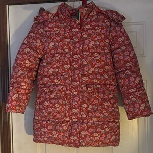 Mini Boden Pink Floral Girls  Puffer Parka Jacket Coat 8-9Y